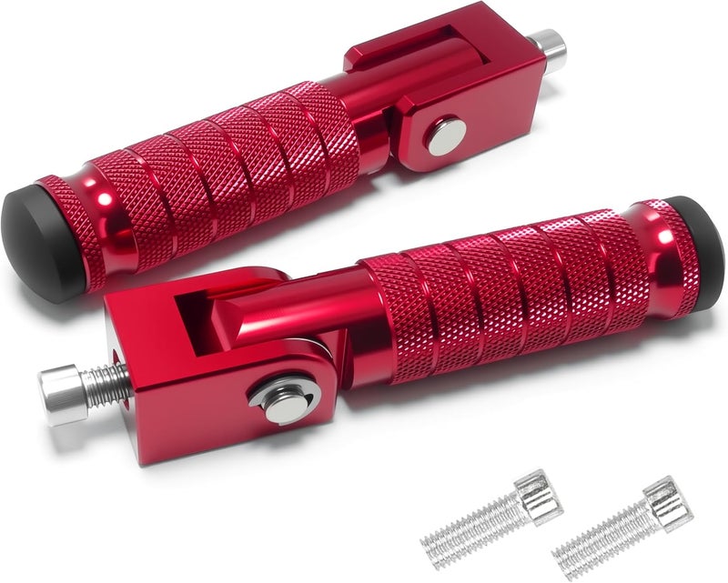 VUOZIP M8 Universal CNC Motorcycle Foot Pegs Degree Foldable Bike Pegs Aluminum Fit Electric Car Motorbike Scooter Mini Bike Ebike Dirt Bike Go Kart Honda Yamaha Suzuki Aprilia Super73 (Red, Type A) - Image 1